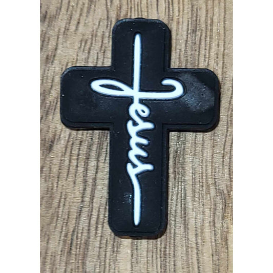 136.Black Jesus Cross Focal