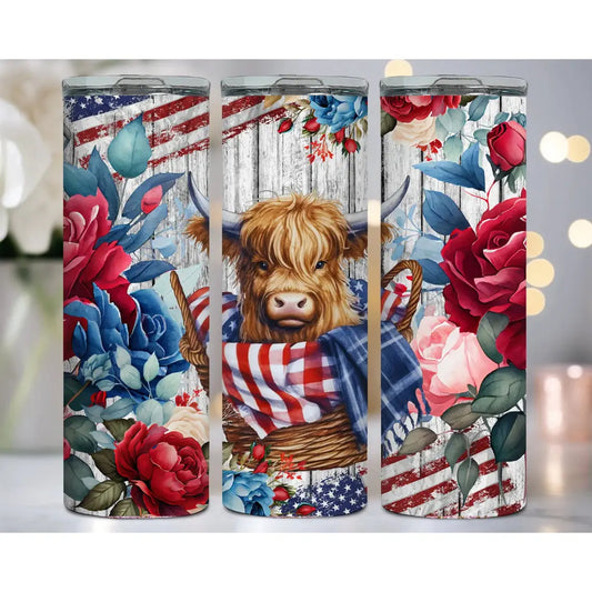 Patriotic Highland Cow Tumblers