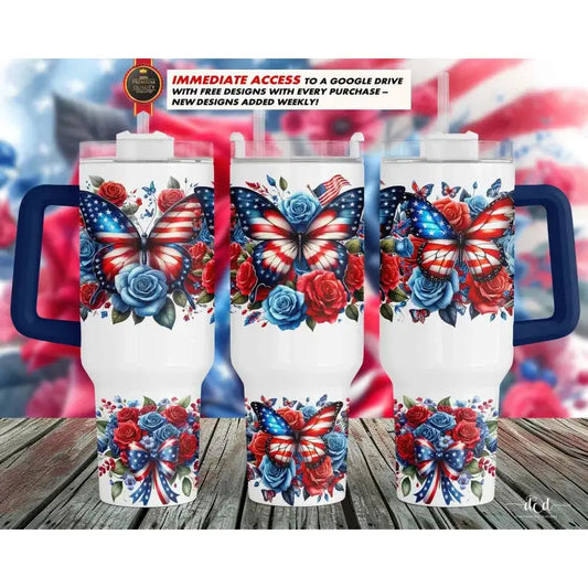 Patriotic Butterflies 40 Ounce