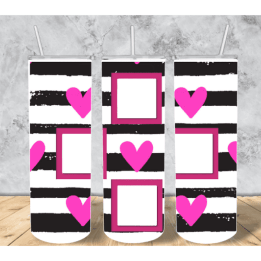 Black & White with Pink Hearts