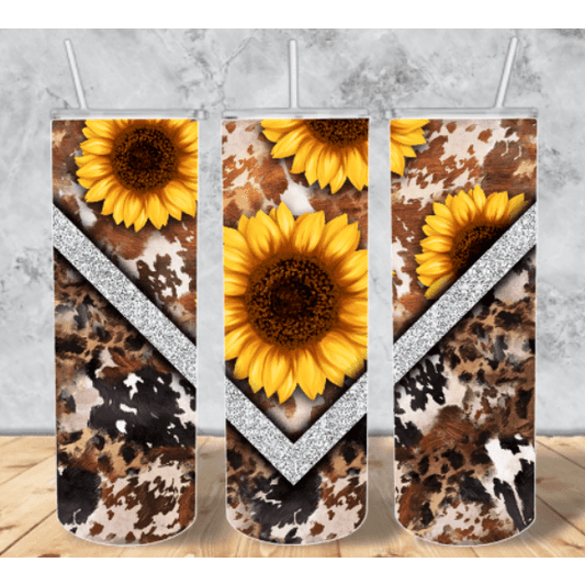 Grey Ribbon Cowprint & Sunflowers